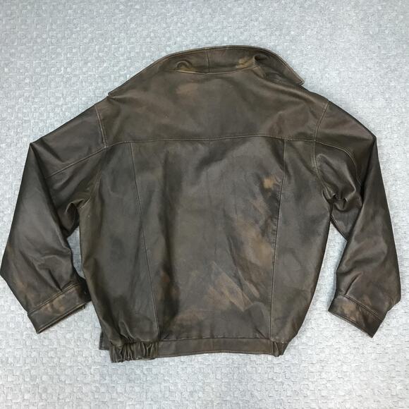 Austin Clothing Co Leather Jacket Mens XL Brown Zip Bomber Pig Nappa Quilted - Picture 3 of 16